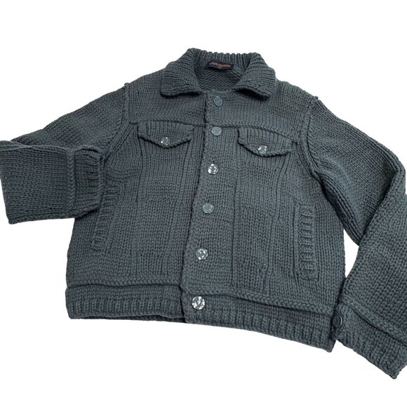 Louis Vuitton x Virgil Abloh 2020 Men's Knit Trucker Jacket in Blue - Picture 6 of 8